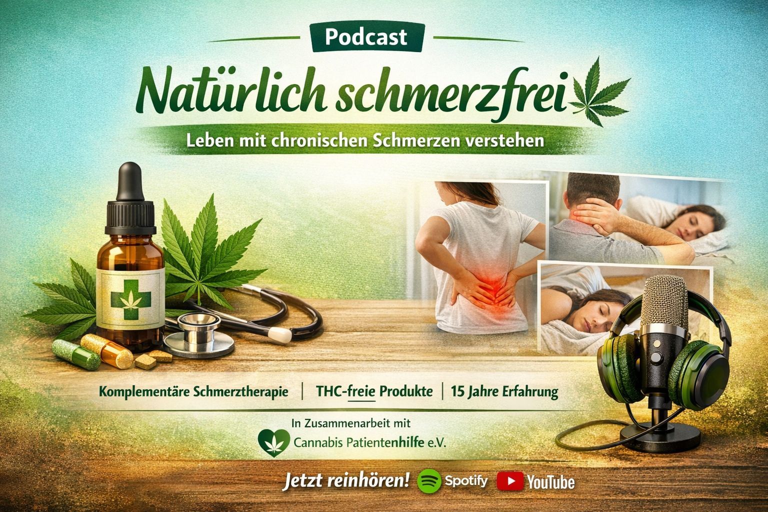 Podcast „Natürlich schmerzfrei“ über chronische Schmerzen, Fibromyalgie, Nervenschmerzen