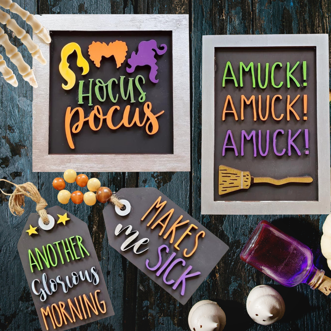 hocus pocus wooden decor set