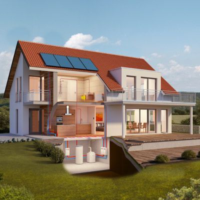 Bild: Junkers | Ölbrennwert-Hybridsystem mit Solarthermie-Unterstützung