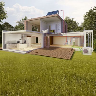 Bild: Junkers | Wärmepumpen-Hybridsystem mit Solarthermie-Unterstützung