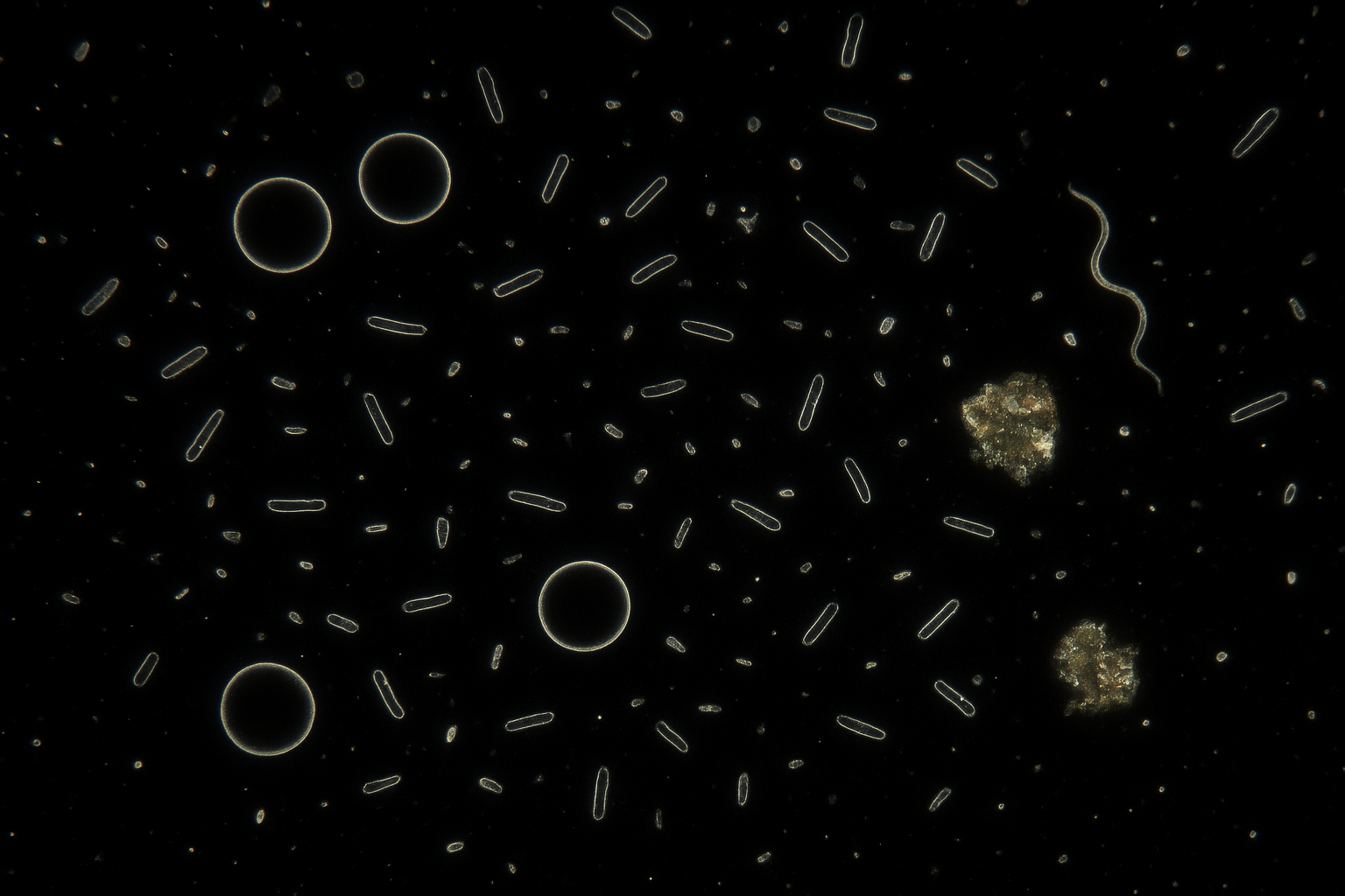 Dunkelfeldmikroskopie-Bild von unreinem Wasser im Blut