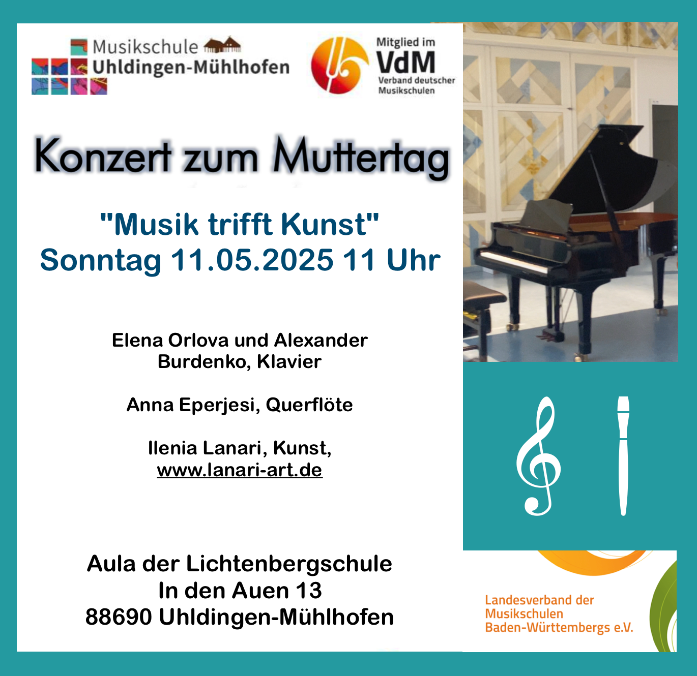 Musik trifft Kunst. Klavierkonzert zum Muttertag und Kunst Performance mit der Künstlerin Ilenia Lanari Musik trifft Kunst. Klavierkonzert zum Muttertag und Kunst Performance mit der Künstlerin Ilenia Lanari