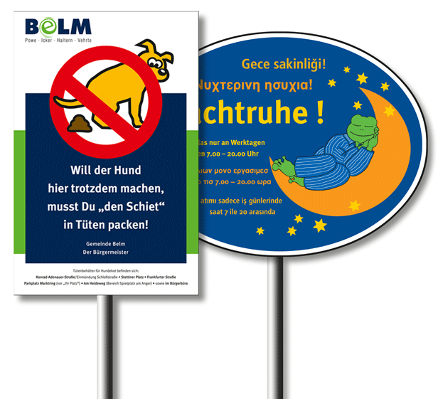 Gestaltung von Schildern/Beschilderungen