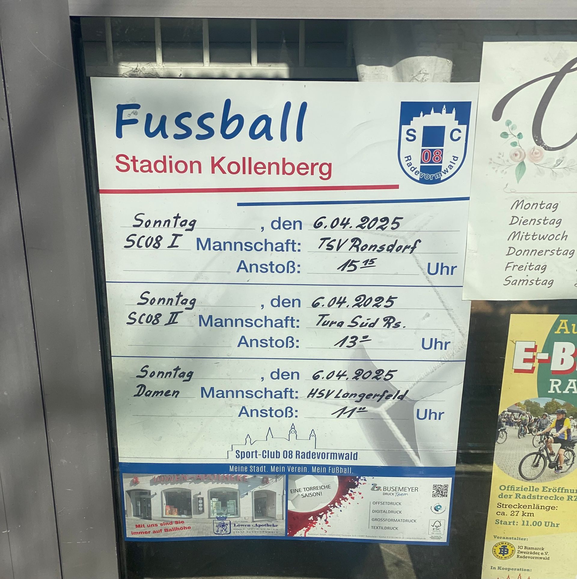 Spielplan SC 08 Radevormwald