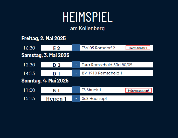 Radevormwald - Spieltag - SC 08 Radevormwald - Kalenderwoche 18