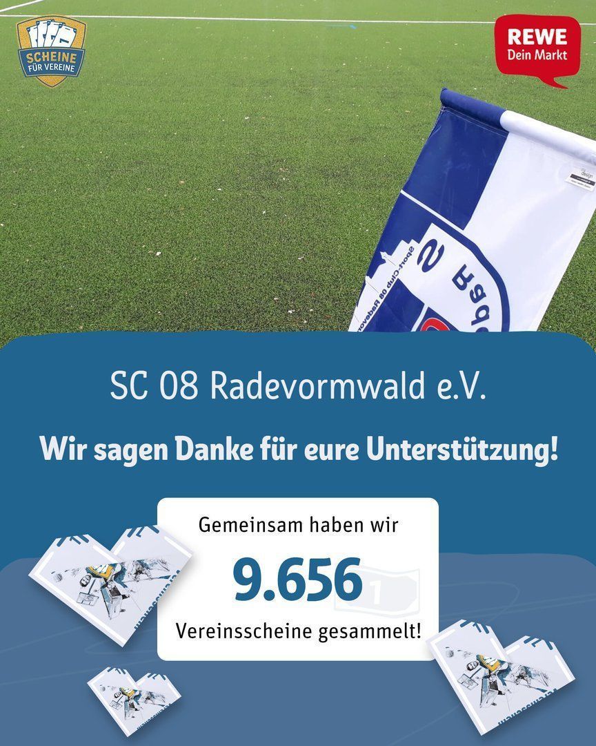 SC 08 Radevormwald, Scheine für Vereine, SC08, Fussball, REWE, Sport, Verein, Veranstaltungen