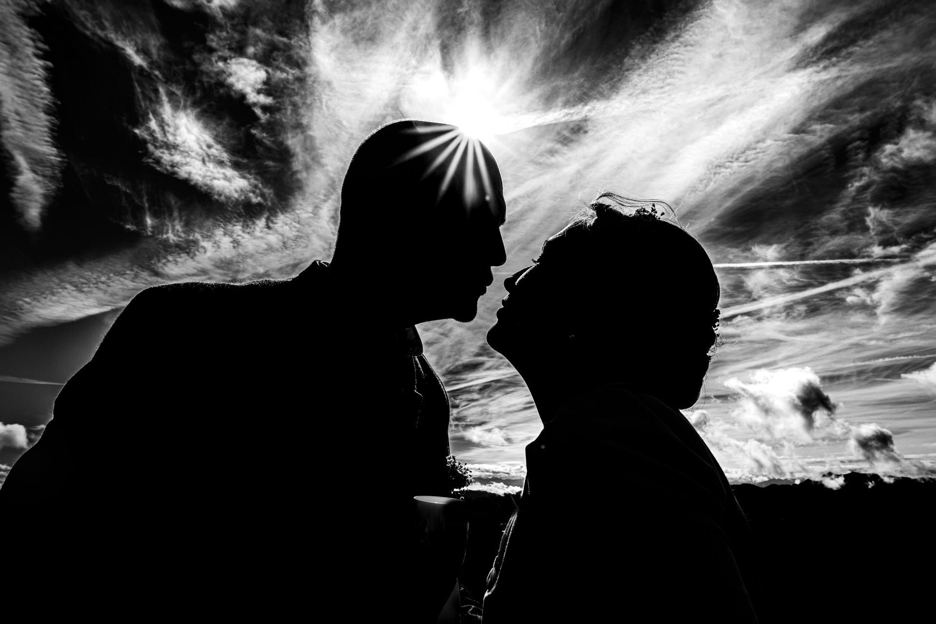hochzeitspaar silhouette am wendelstein