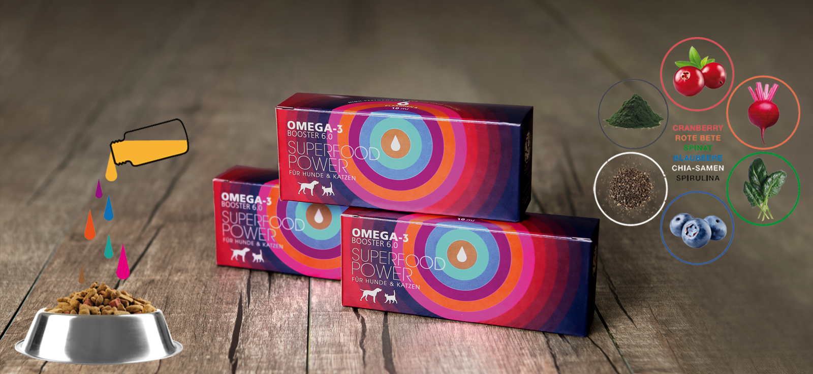 Das Bild zeigt die Superfood-Öle Powerbooster