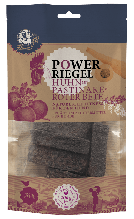 Das Bild zeigt verschiedene Leckerlis aus dem Sortiment von Dinner for Dogs