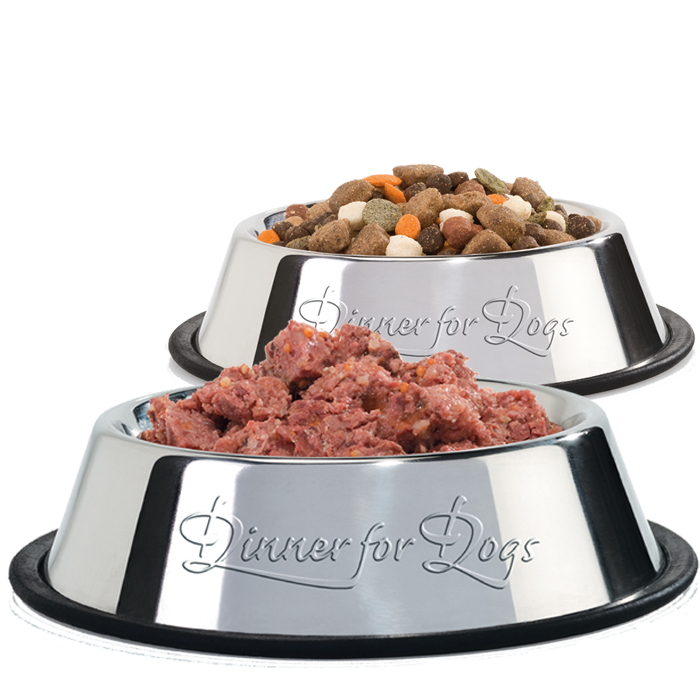 Das Bild zeigt zwei gefüllte Freßnäpfe