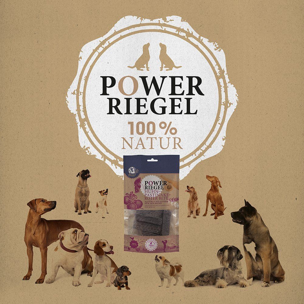 Das Bild zeigt verschiedene Leckerli aus dem Sortiment von Dinner for Dogs