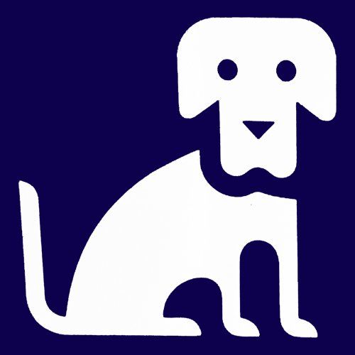 Das Bild zeigt eine grafische Darstellung eines Hundes als Piktogram