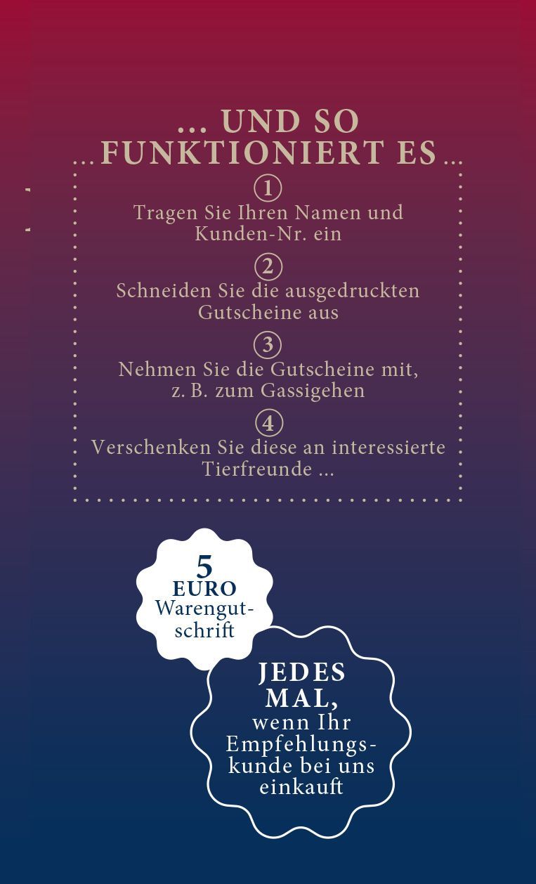 Informationen zum Kundenempfehlungssystem von Dinner for Dogs