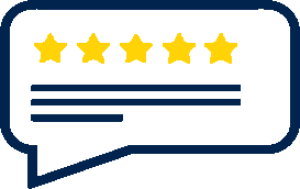 Das Bild zeigt das Pictogram einer Spechblase mit fünf Sternen