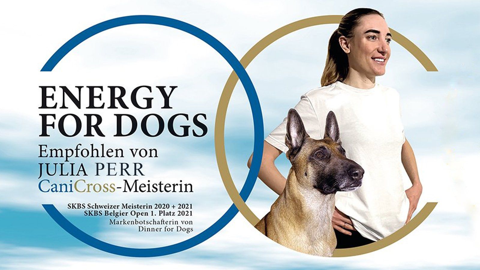 Das Bild zeigt Markenbotschafterin Julia mit ihrem Hund