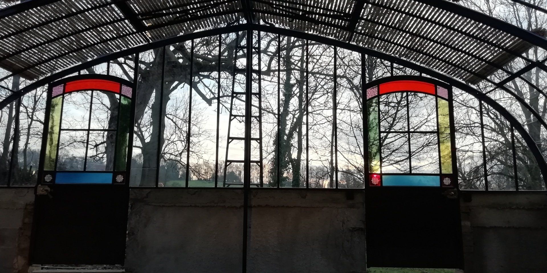 Vue intérieur Restauration serre Guillot Pelltier Gourfaleur