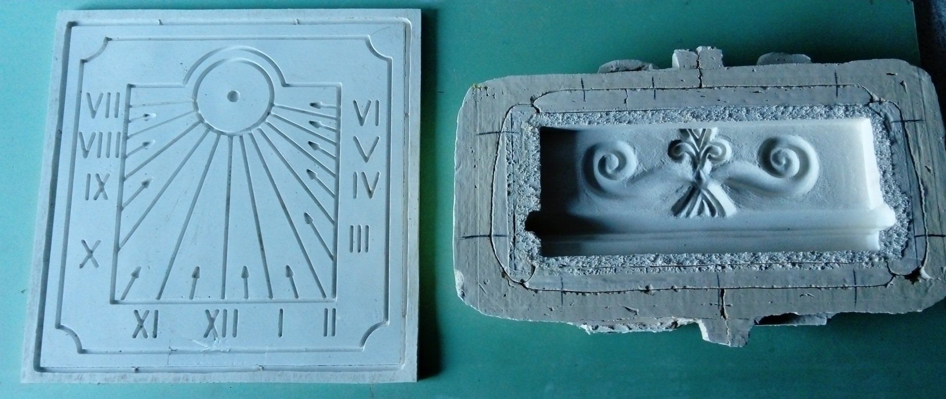 moulage en silicone de plusieurs décorations en pierre