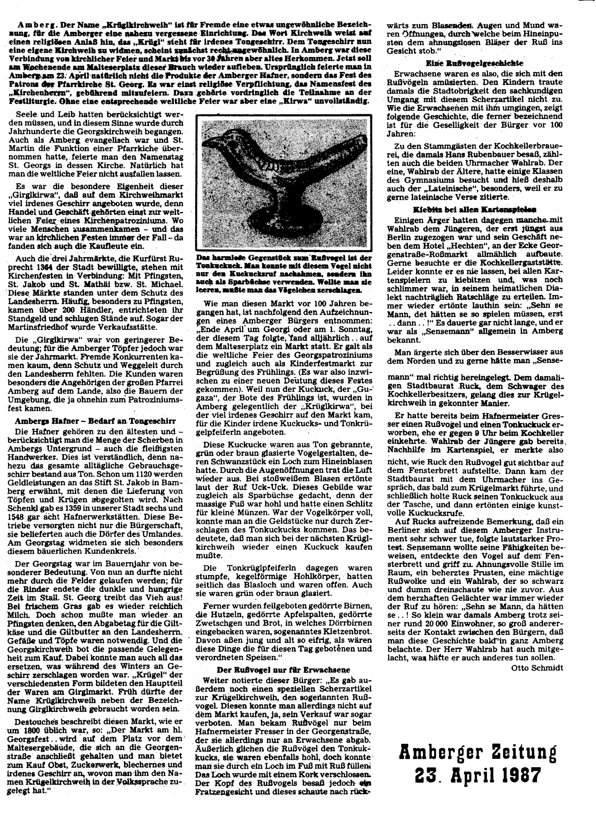 Amberger Krüglmarkt weiterer Teil eines alten Zeitungsartikels von 1987 Amberger Krüglmarkt weiterer Teil eines alten Zeitungsartikels von 1987