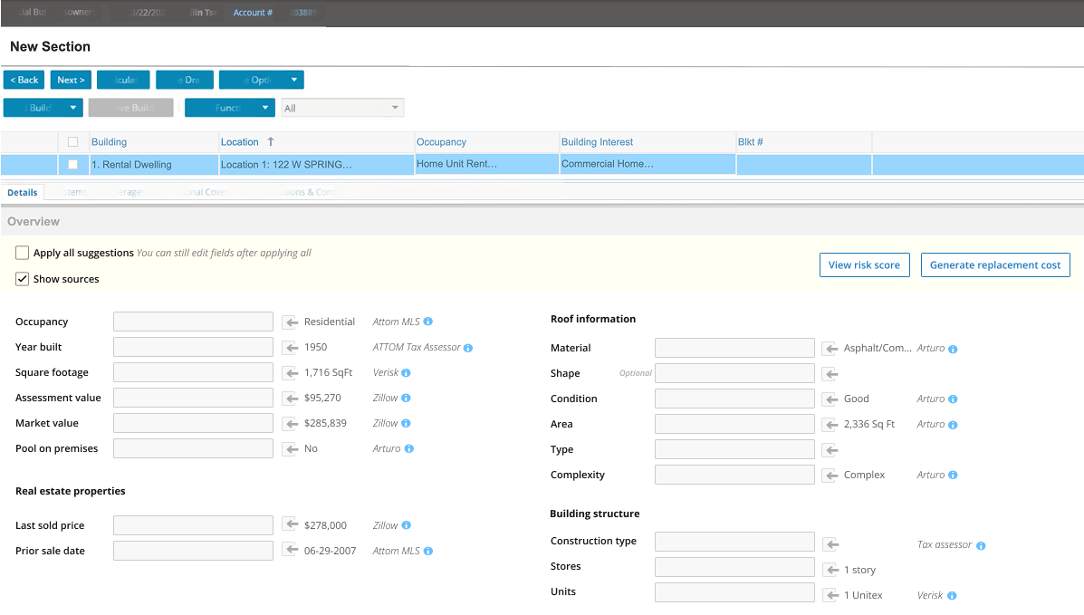 Suggested prefill screen in the policy system. Suggested prefill screen in the policy system.
