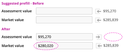 Samples from the automatic prefill and the suggested prefill concepts Samples of screens from the automatic prefill and the suggested prefill concepts for comparison