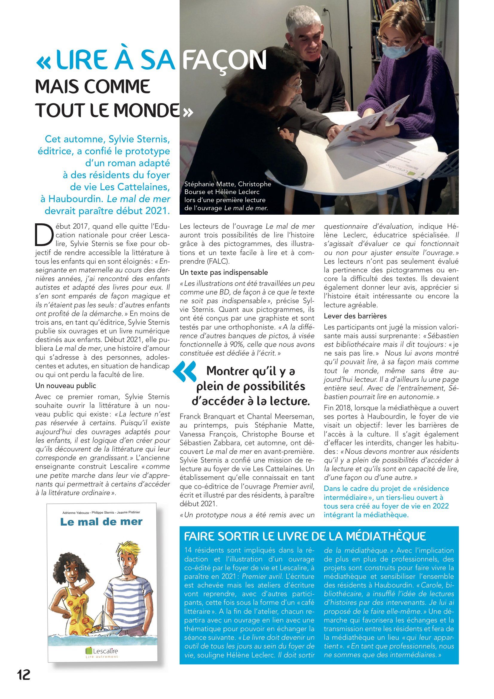 article du magazine PBL (journal de l'association Les Papillons Blancs de Lille)