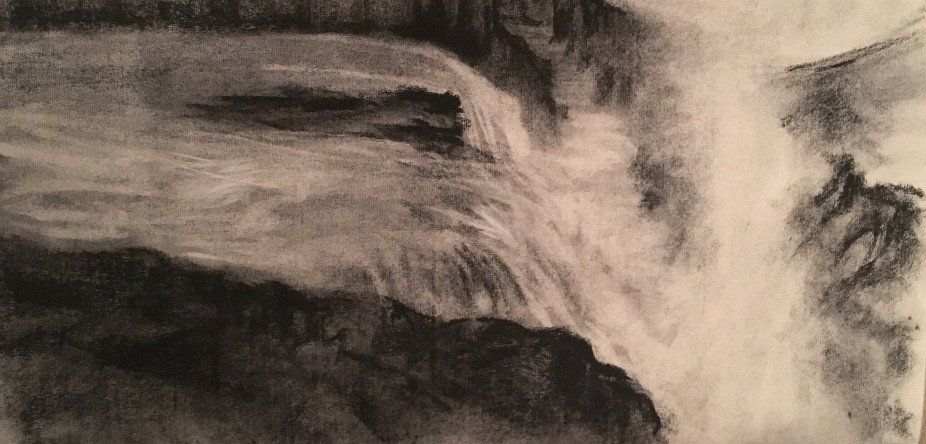 Gullfoss – Kohle, 25 x 50 cm (2017) Gullfoss – Kohle, 25 x 50 cm (2017)