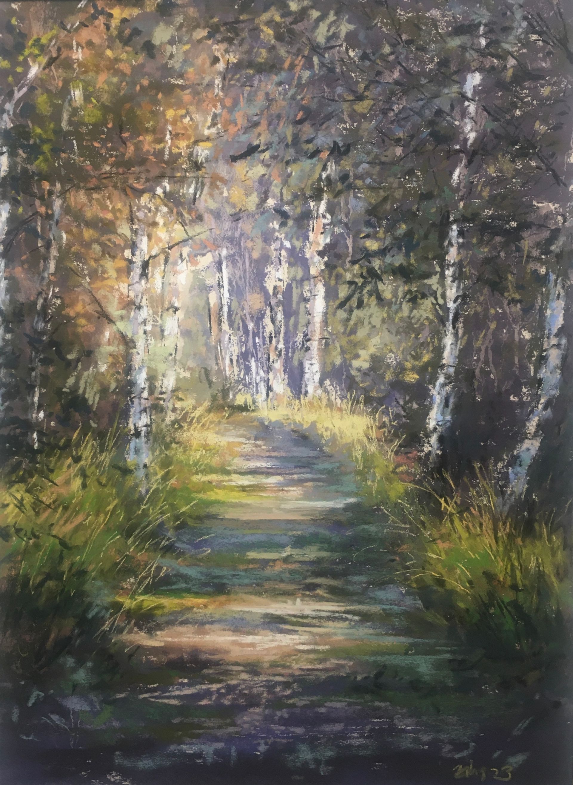 Erste Schritte in den Herbst -  Pastell, 40x30cm (2023) Erste Schritte in den Herbst -  Pastell, 40x30cm (2023)