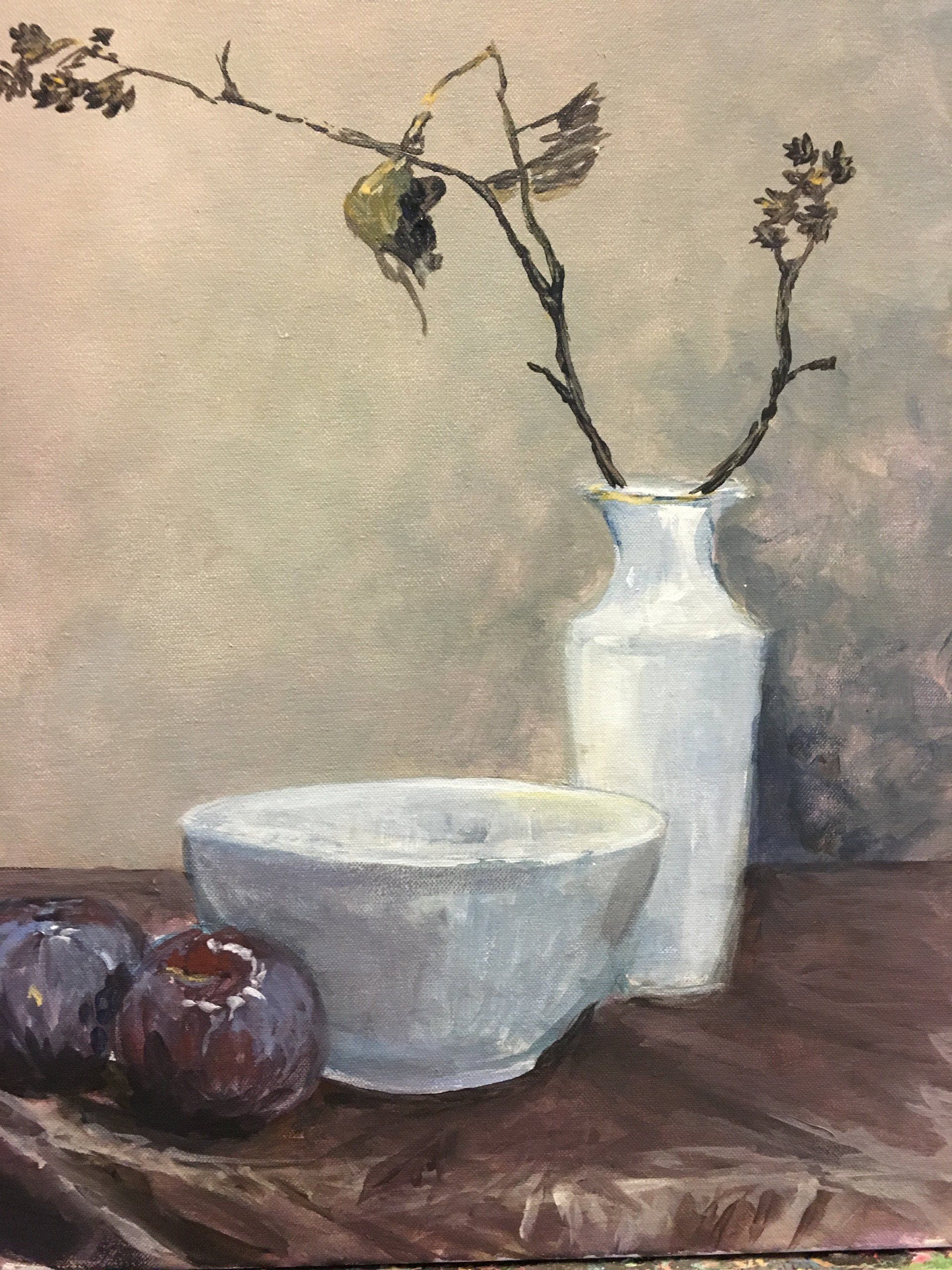 Erlenzweig und Pflaumen – Acryl, 2016 (40x30cm) Erlenzweig und Pflaumen – Acryl, 2016 (40x30cm)
