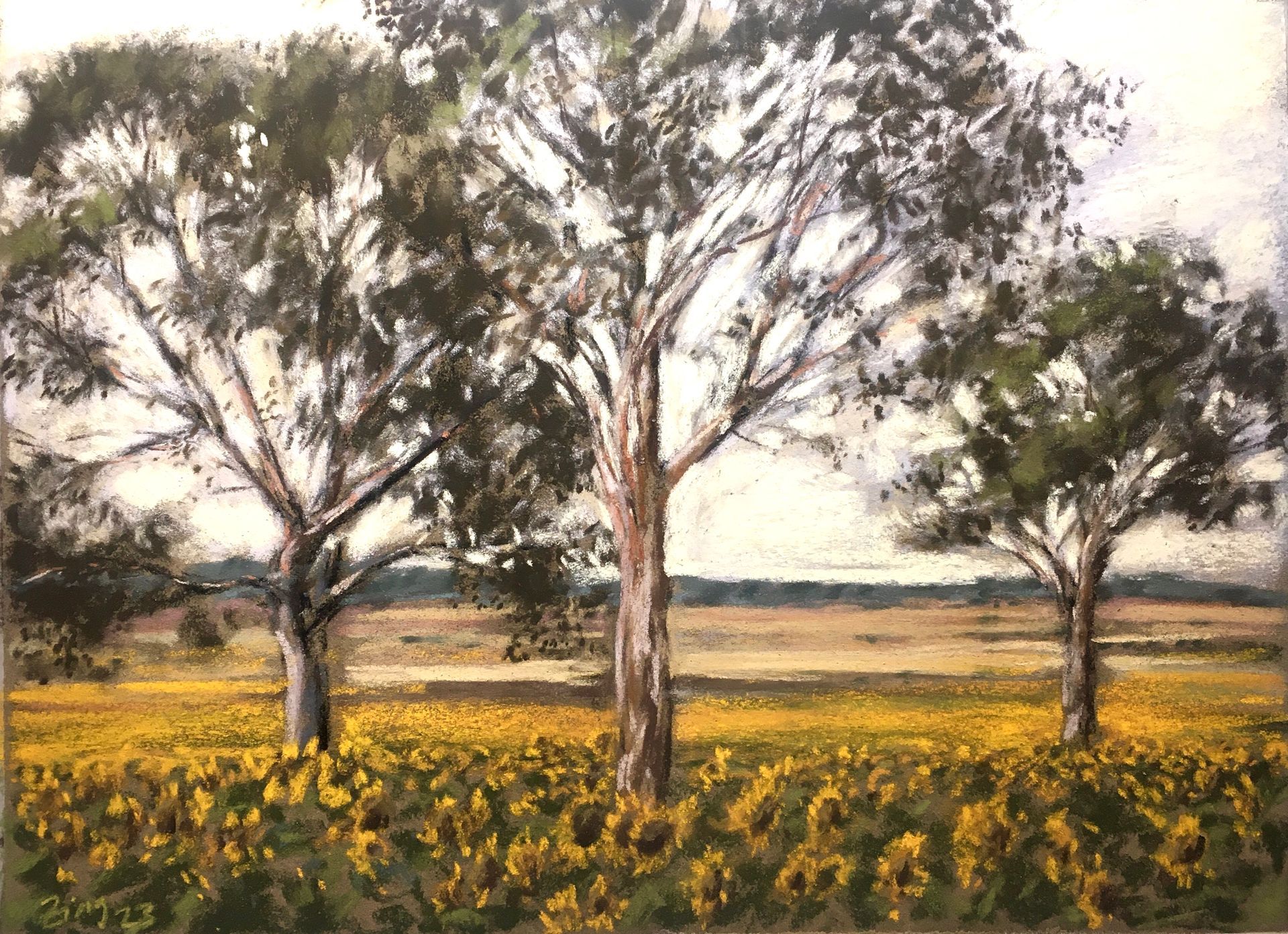 Eukalyptusbäume - Pastell, 30x40cm (2023)