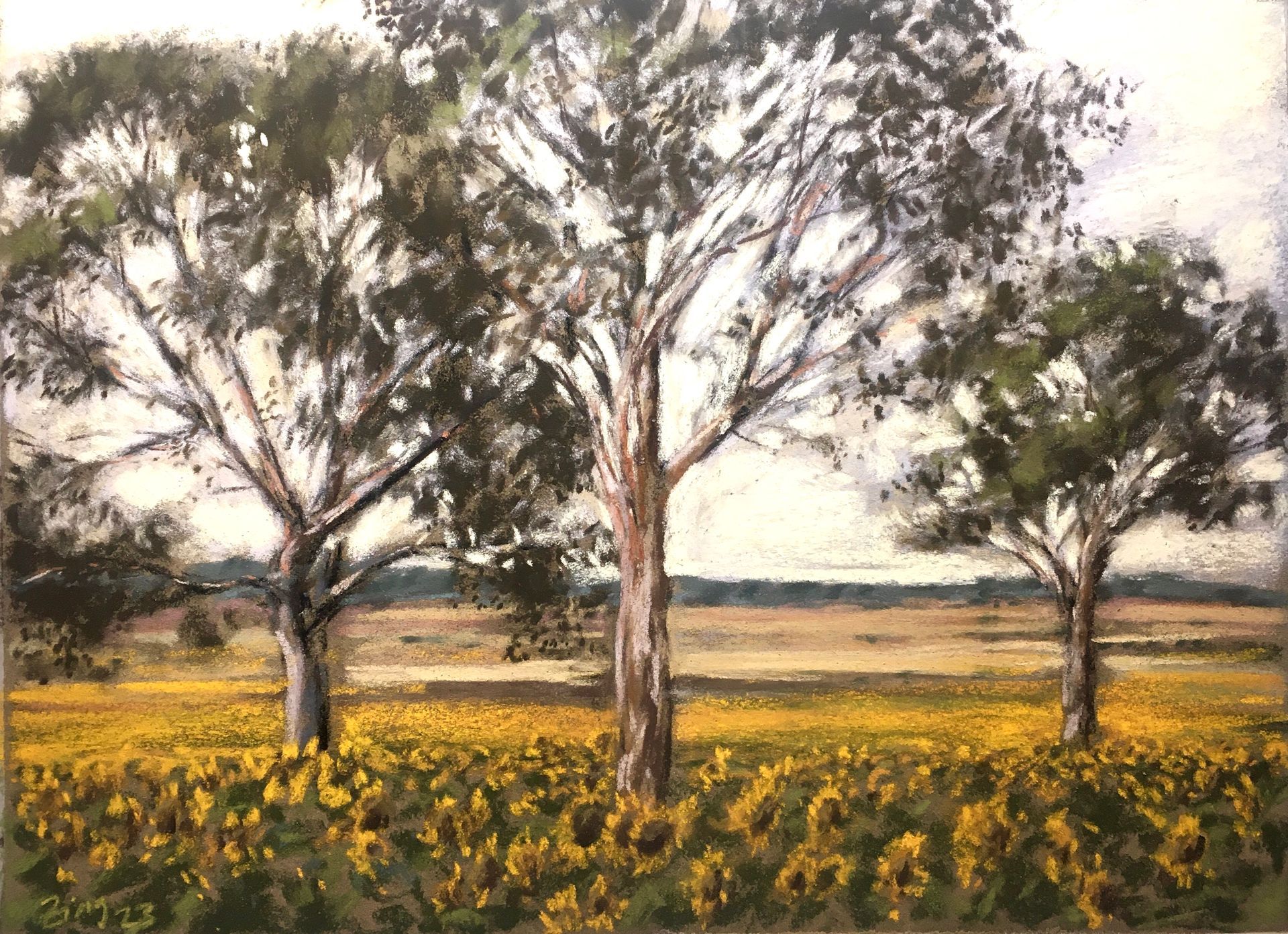Eukalyptusbäume - Pastell, 30x40cm (2023) Eukalyptusbäume - Pastell, 30x40cm (2023)
