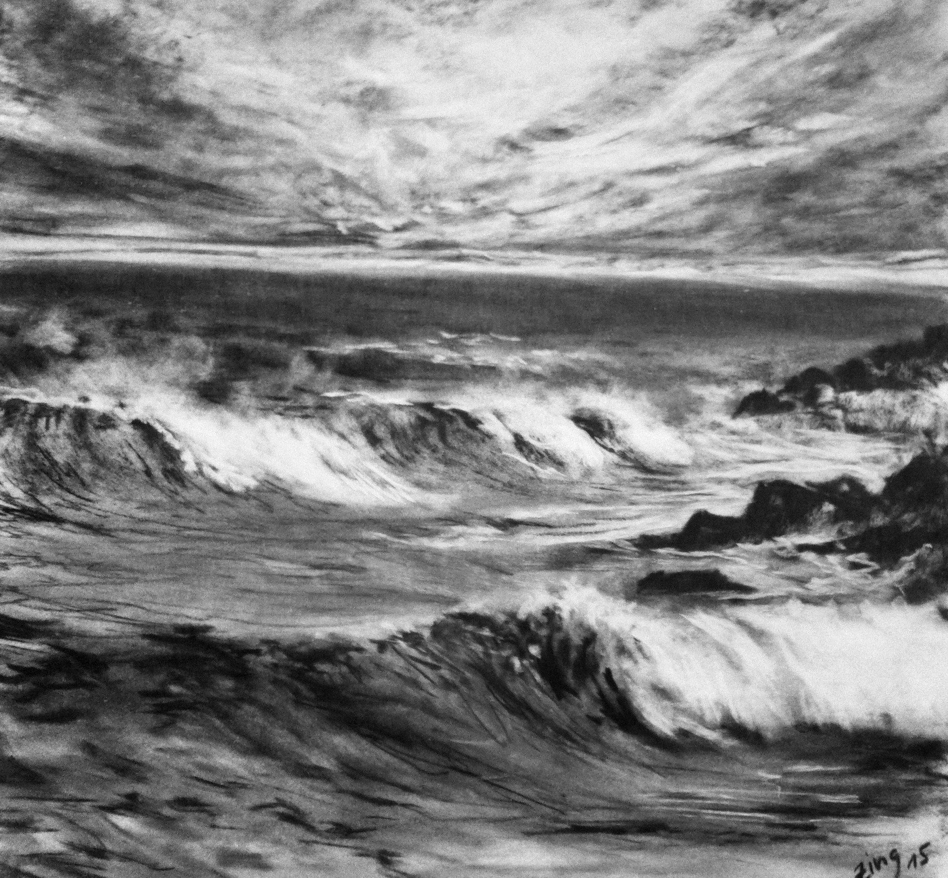 Meer und Himmel I - Kohle, 30x30cm (2015) Meer und Himmel I - Kohle, 30x30cm (2015)