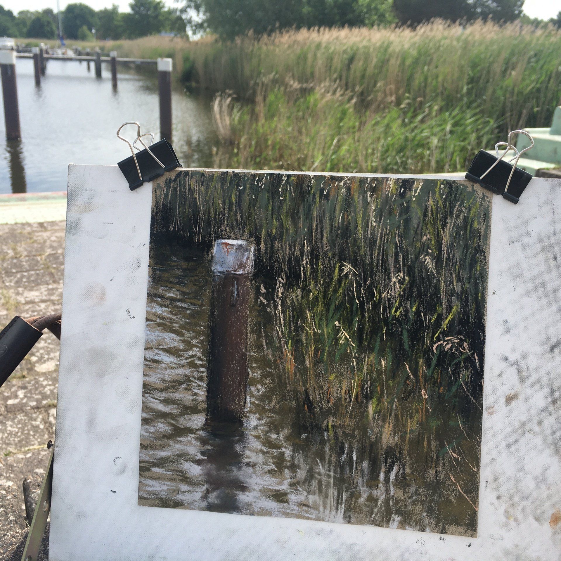 Im Hafen von Prerow - Pastell Pleinair Skizze, 20x20cm (2022) Im Hafen von Prerow - Pastell Pleinair Skizze, 20x20cm (2022)