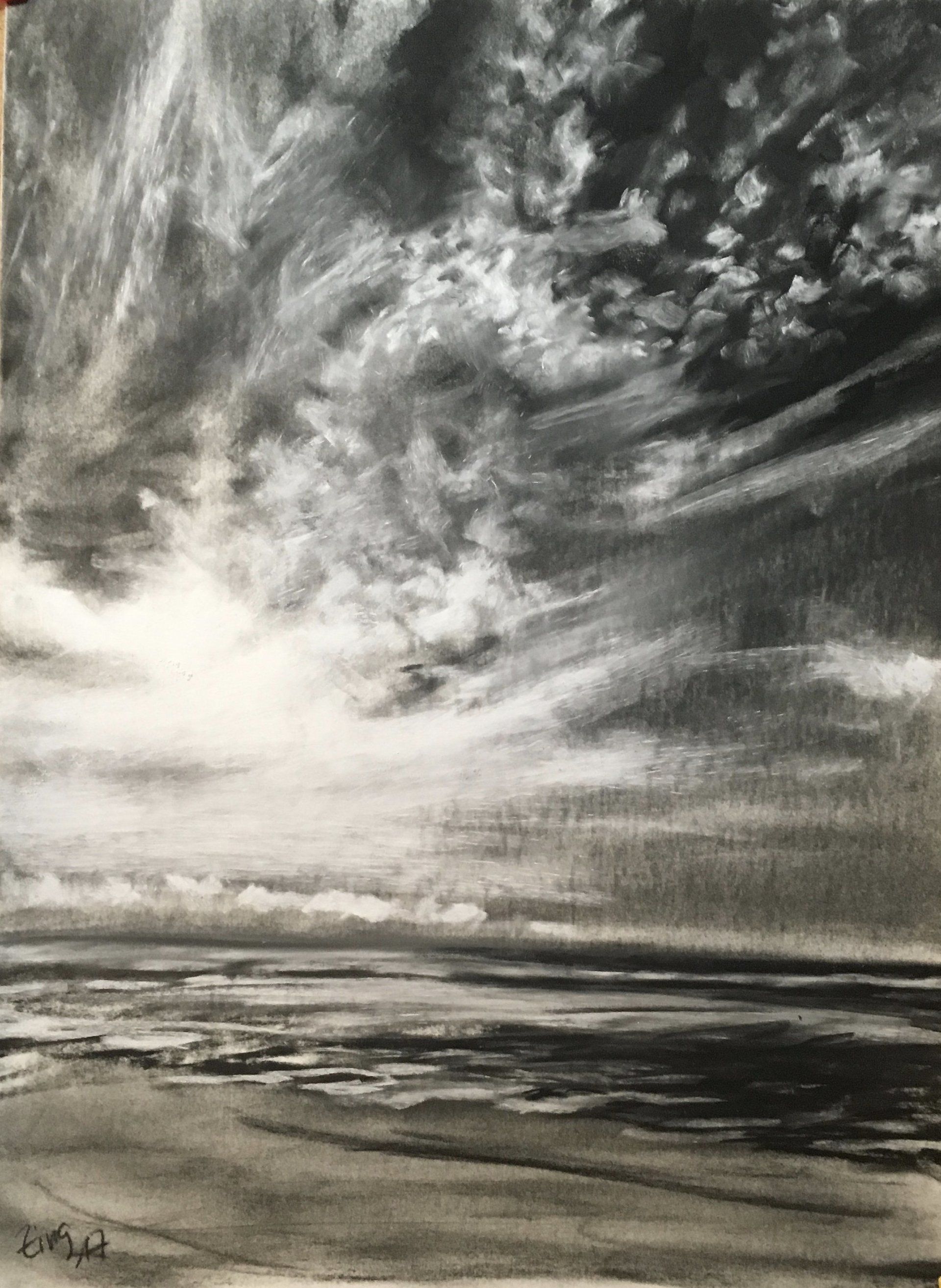 Skies - Langeoog - Kohle, 40x30cm (2017) Skies - Langeoog - Kohle, 40x30cm (2017)