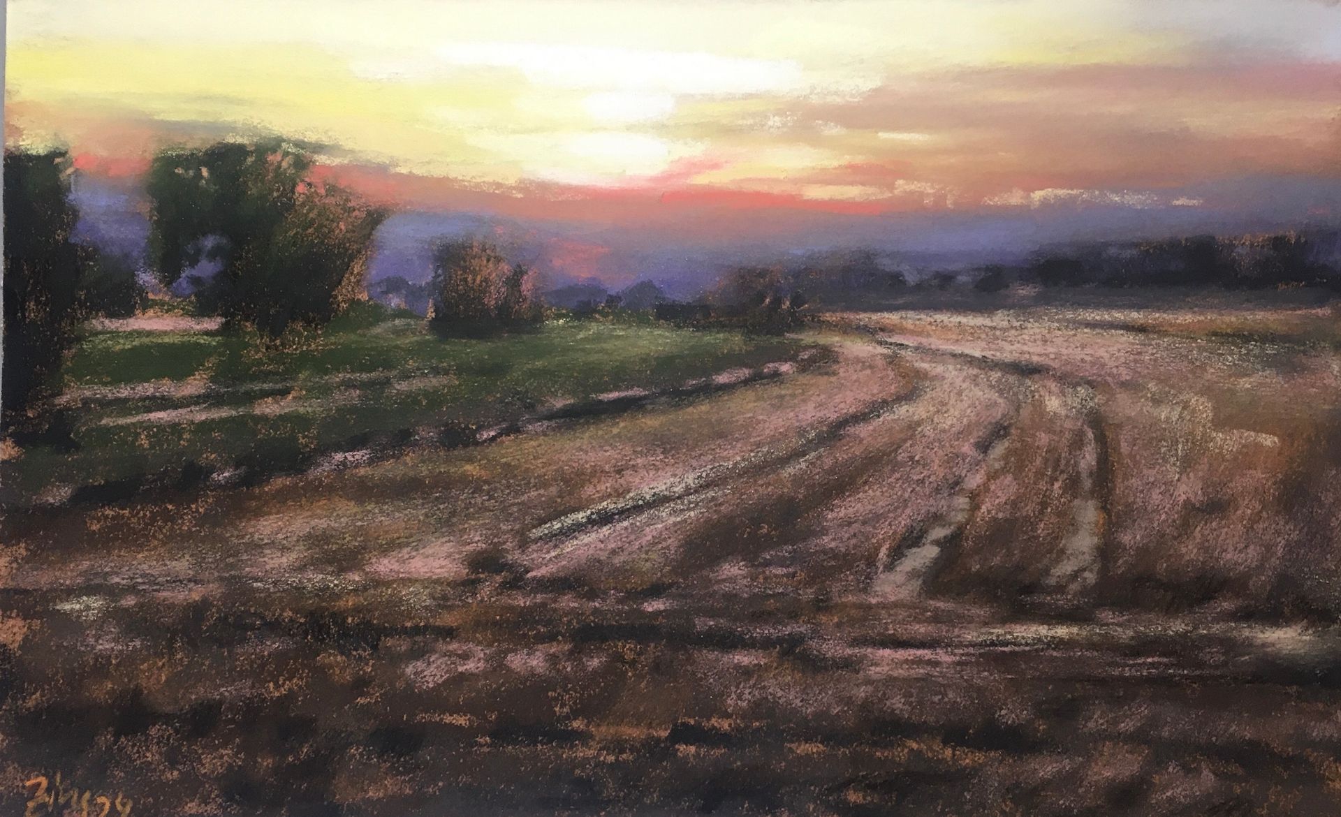 Harzvorland am Abend - Pastell, 20x30cm (2024) Harzvorland am Abend - Pastell, 20x30cm (2024)