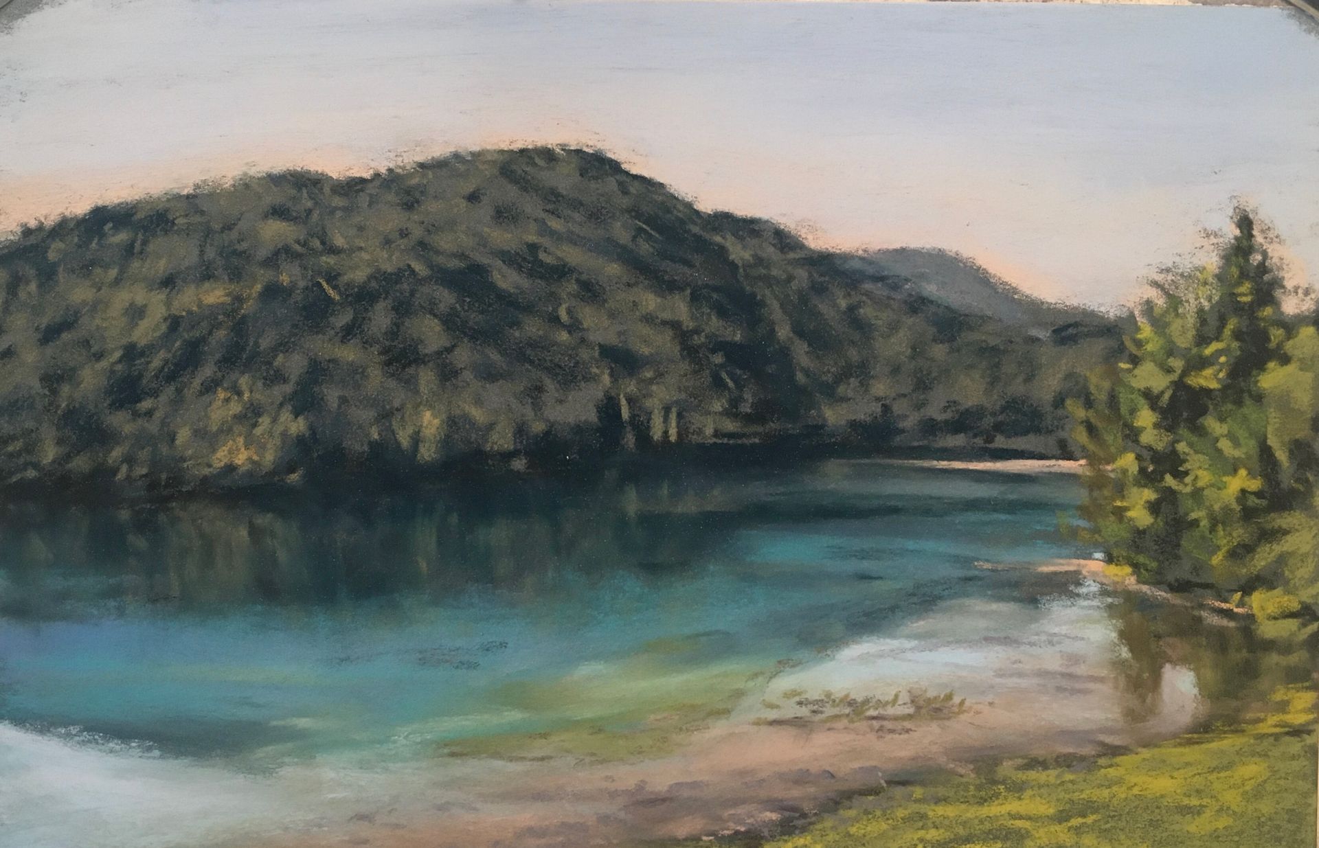 Am Bergsee - Pastell, ca. 26x40cm (2024) Am Bergsee - Pastell, ca. 26x40cm (2024)