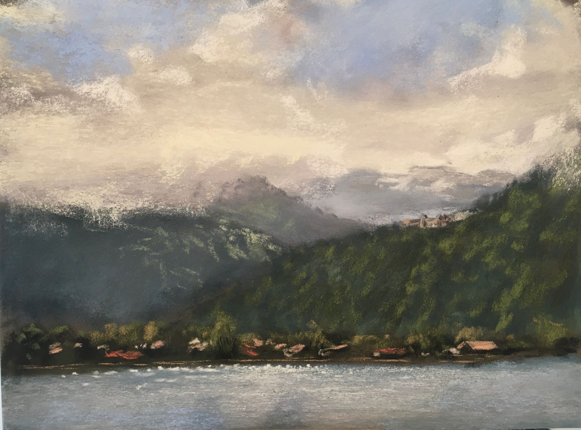 Wolken am Tegernsee - Pastell Pleinair Skizze, ca. 25x32cm (2024) Wolken am Tegernsee - Pastell Pleinair Skizze, ca. 25x32cm (2024)