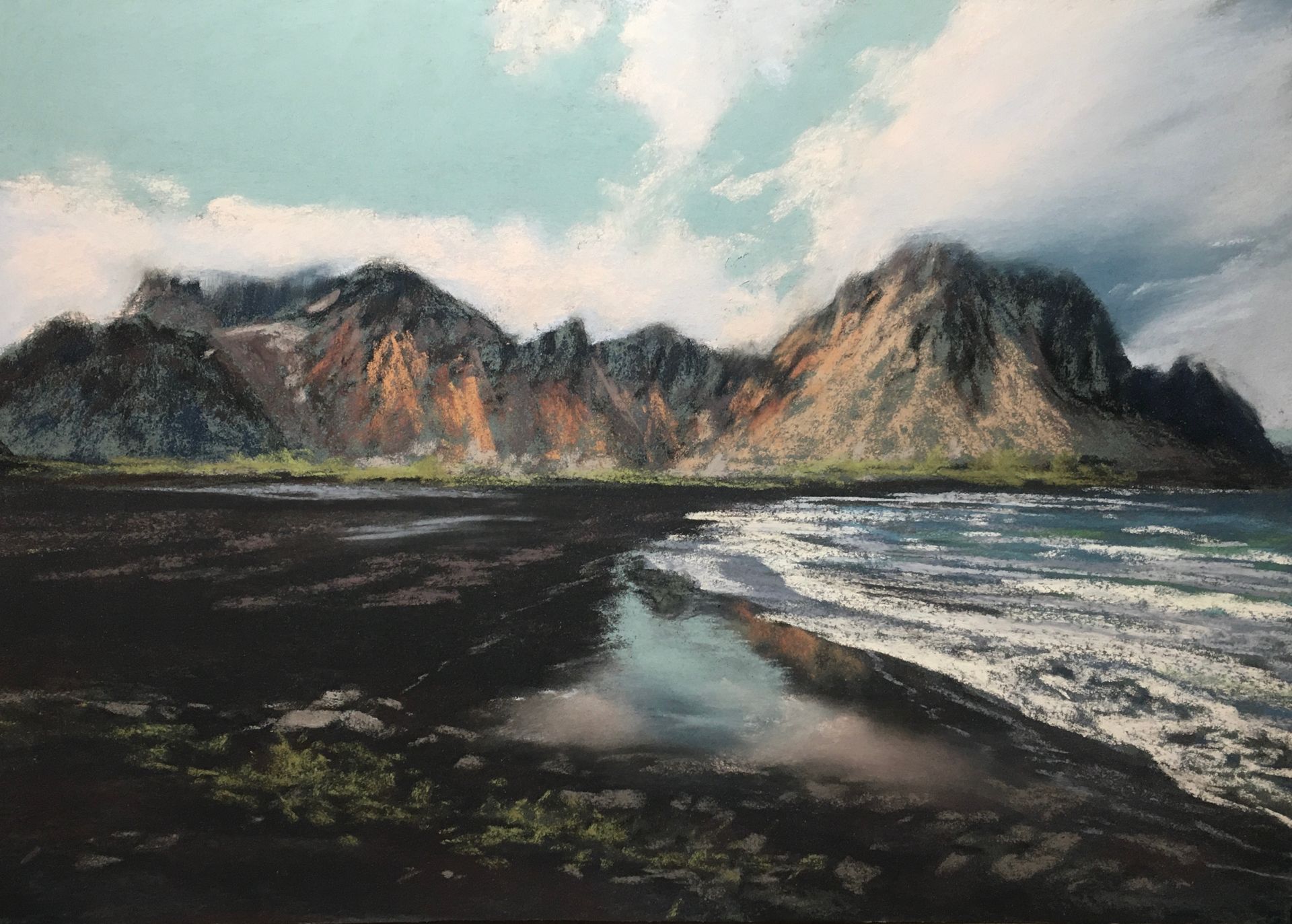 Raue Küste Islands - Pastell, 35x50cm (2025) Raue Küste Islands - Pastell, 35x50cm (2025)