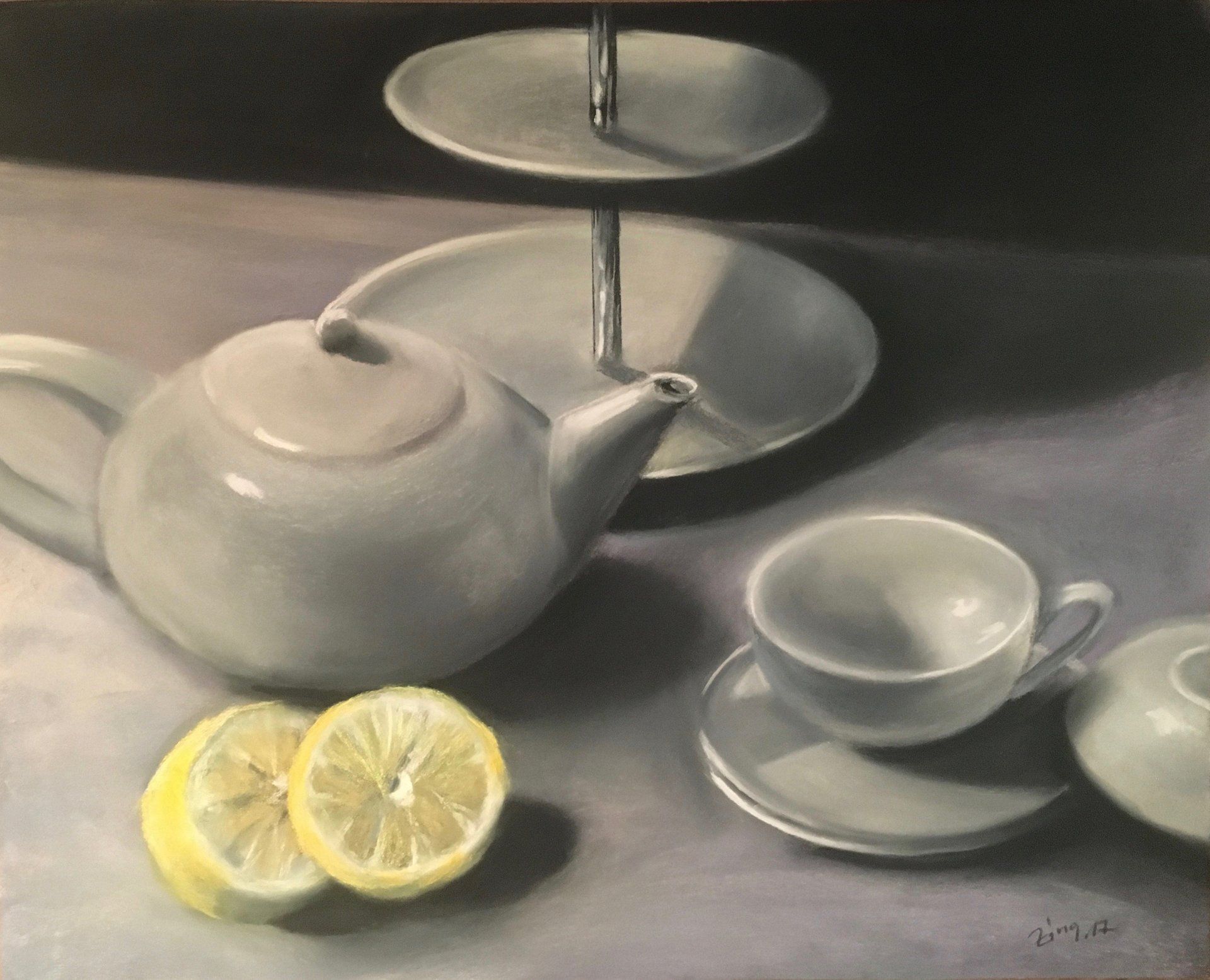 Preparing for a tea break – Pastell, 2017 (40x50cm) Preparing for a tea break – Pastell, 2017 (40x50cm)