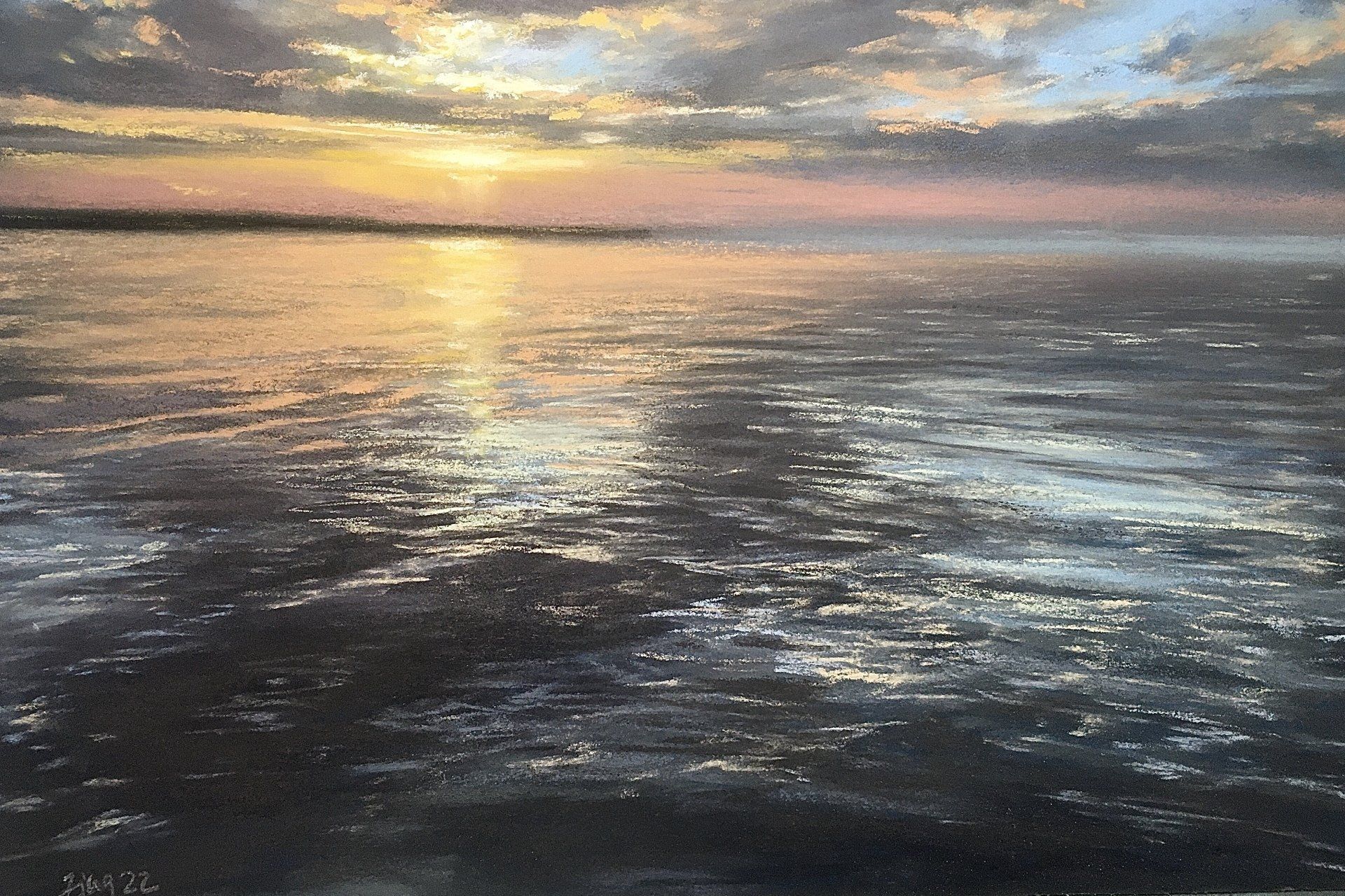 Sonnenuntergang über der Prerower Bucht - Pastell, 30x45cm (2022) Sonnenuntergang über der Prerower Bucht - Pastell, 30x45cm (2022)