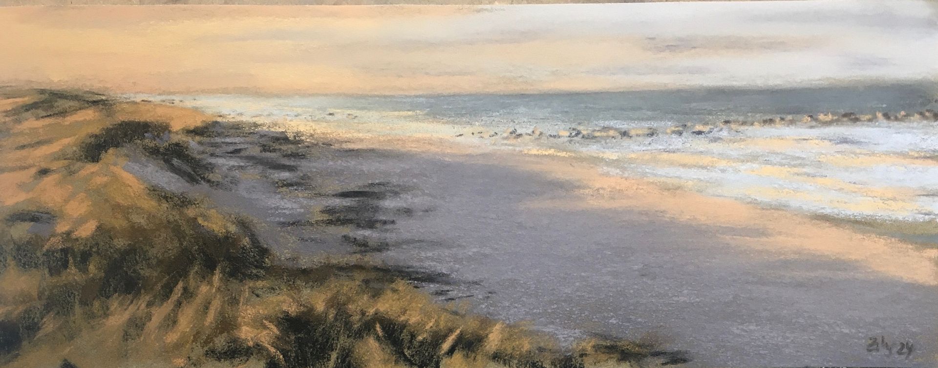 Morgenlicht am Strand - Pastell, 15x40m (2024) Morgenlicht am Strand - Pastell, 15x40m (2024)