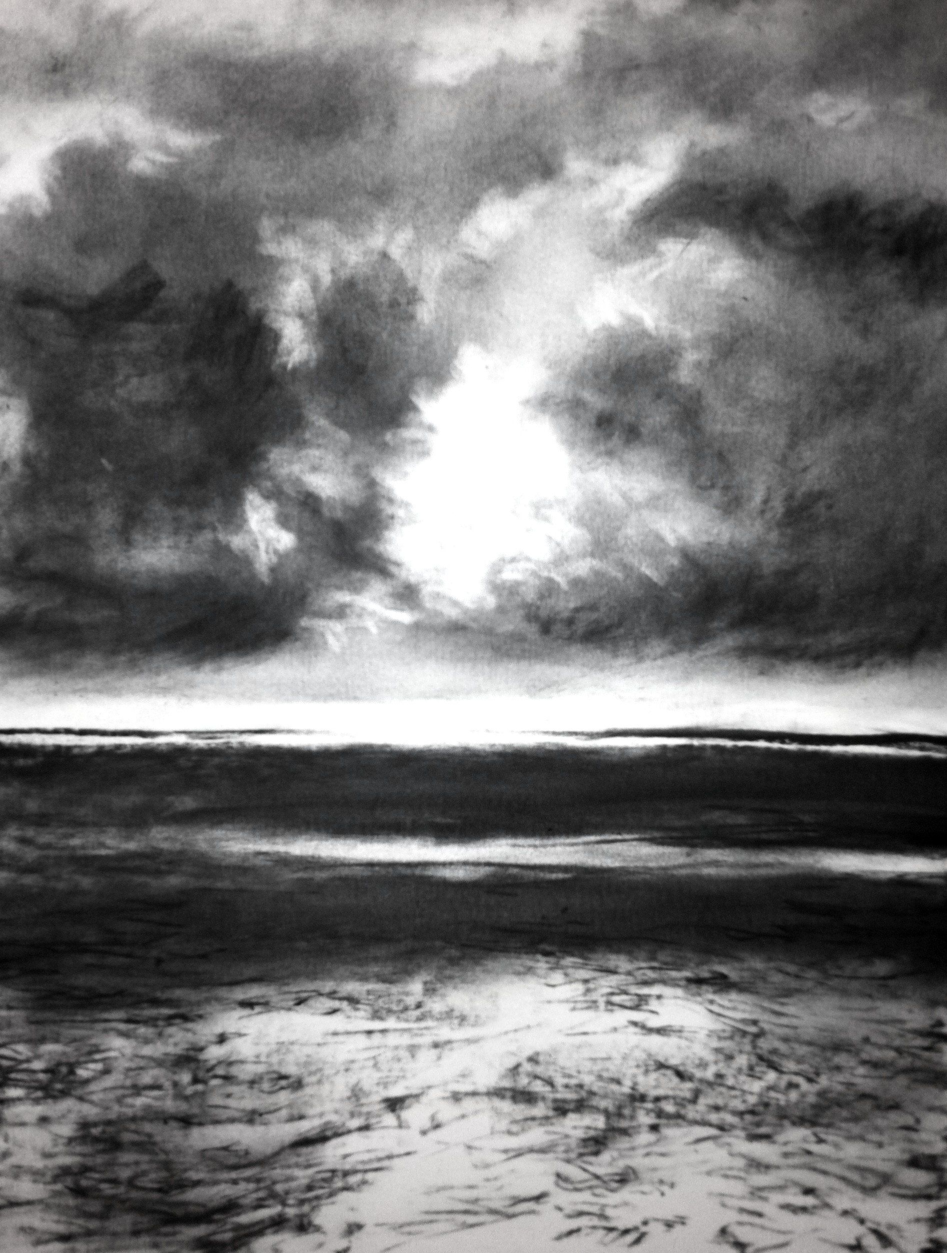 Die Sonne bricht durch -  Kohle, 40x30cm (2014) Die Sonne bricht durch -  Kohle, 40x30cm (2014)