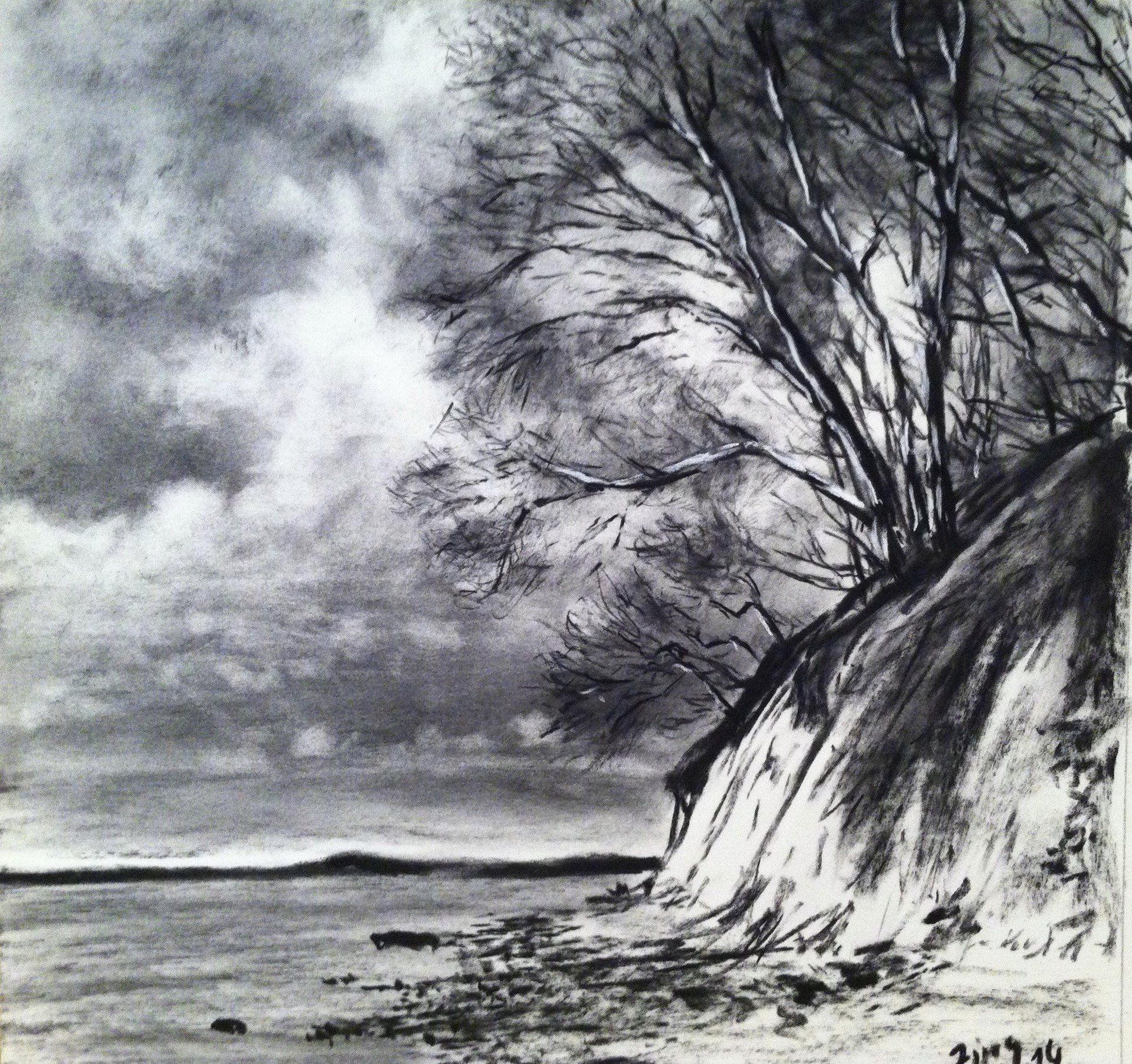Steilküste auf Rügen - Kohle, 30x30cm (2014) Steilküste auf Rügen - Kohle, 30x30cm (2014)