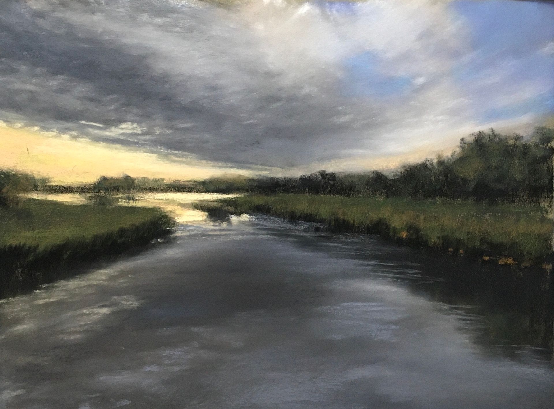 Random Gold - Pastell, 60x22cm (2023) Wetterwechsel über dem Bodden - Pastell, 30x40cm (2023)