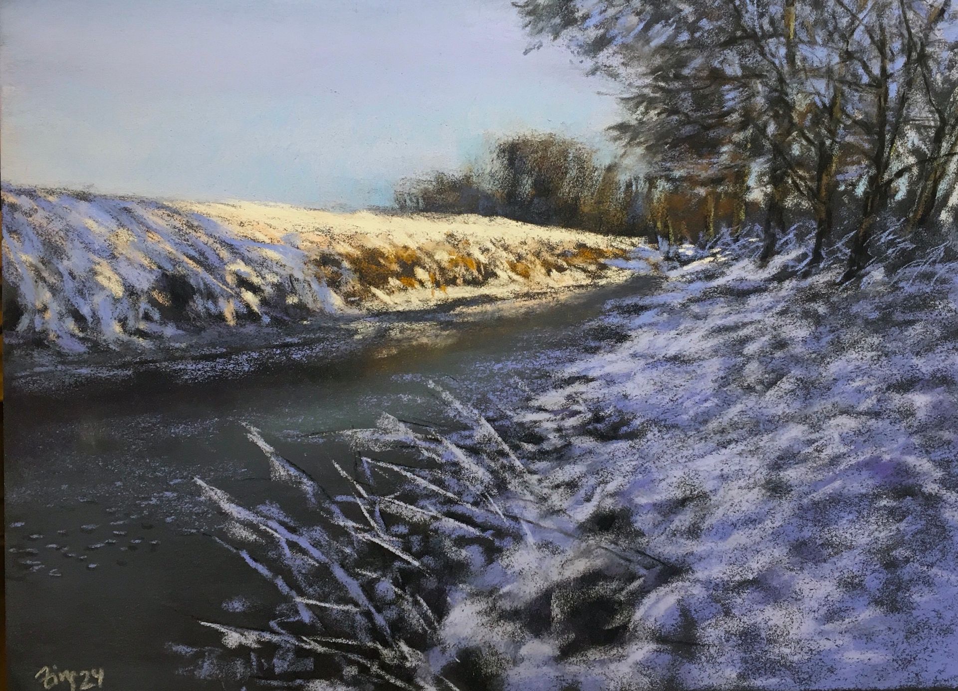 Winter am Kanal - Pastell, 30x40cm (2024)
