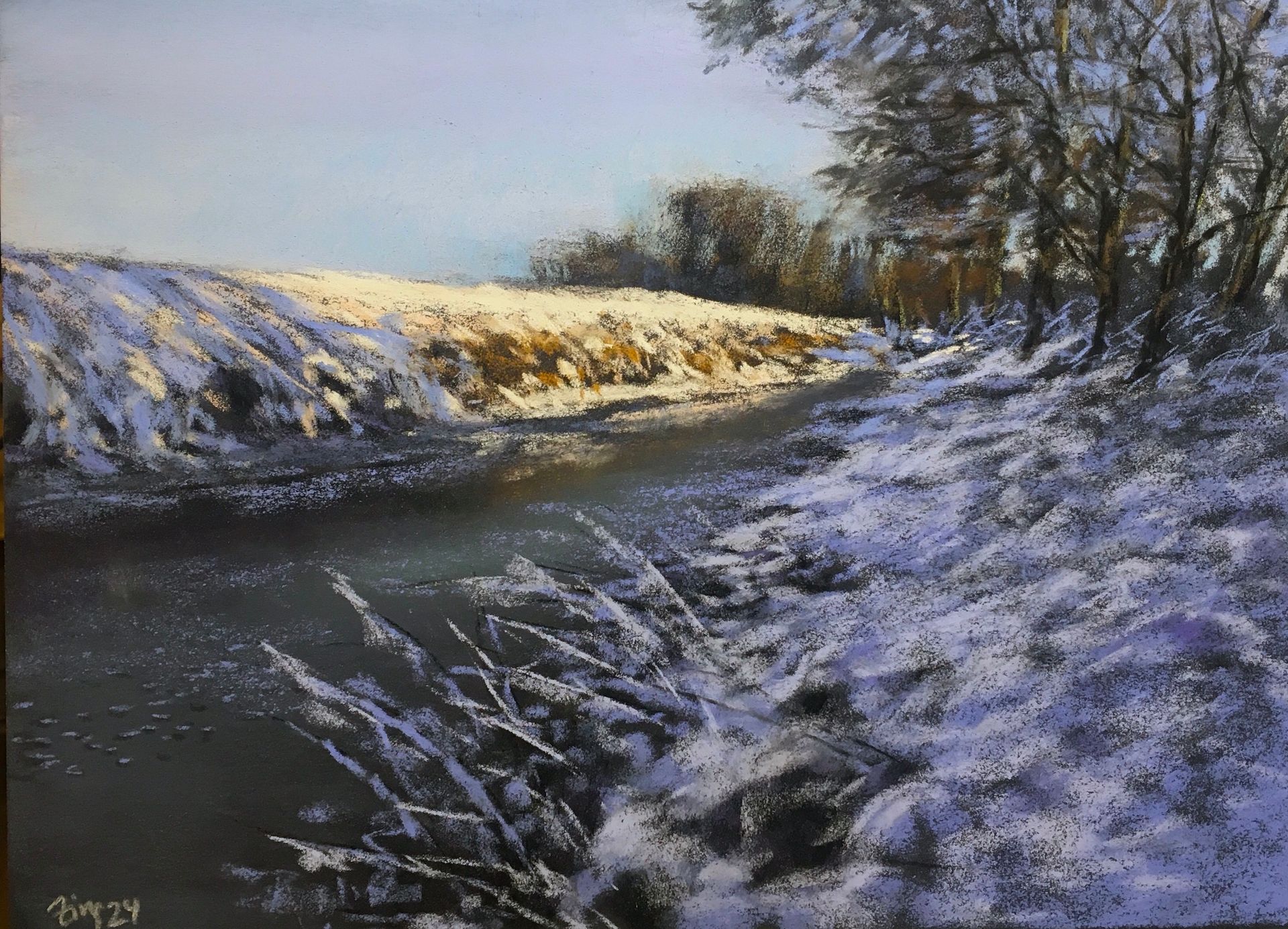 Winter am Kanal - Pastell, 30x40cm (2024) Winter am Kanal - Pastell, 30x40cm (2024)