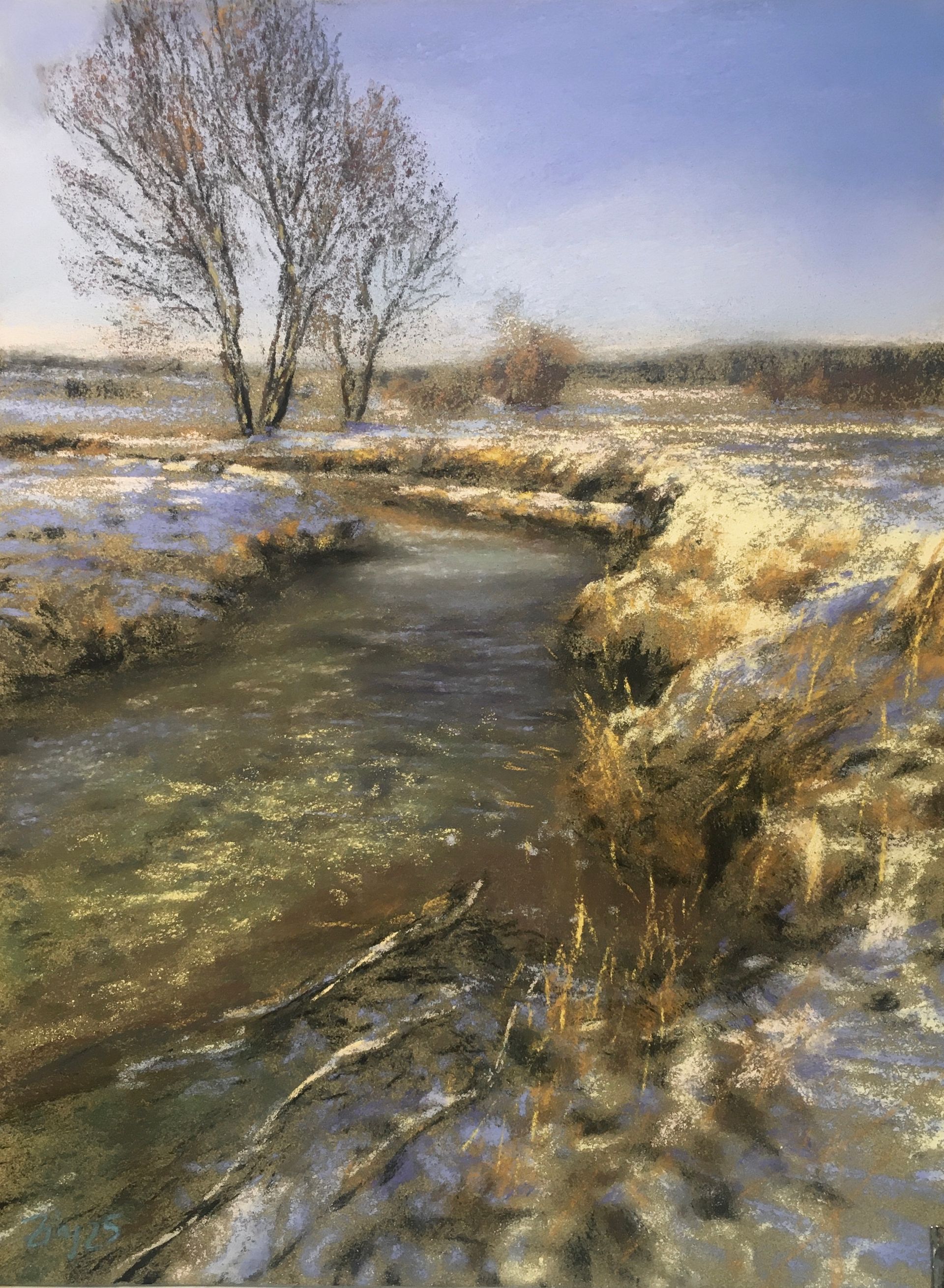 WWinterlicht am Fluss - Pastell, 40x30cm (2025) Winterlicht am Fluss - Pastell, 40x30cm (2025)