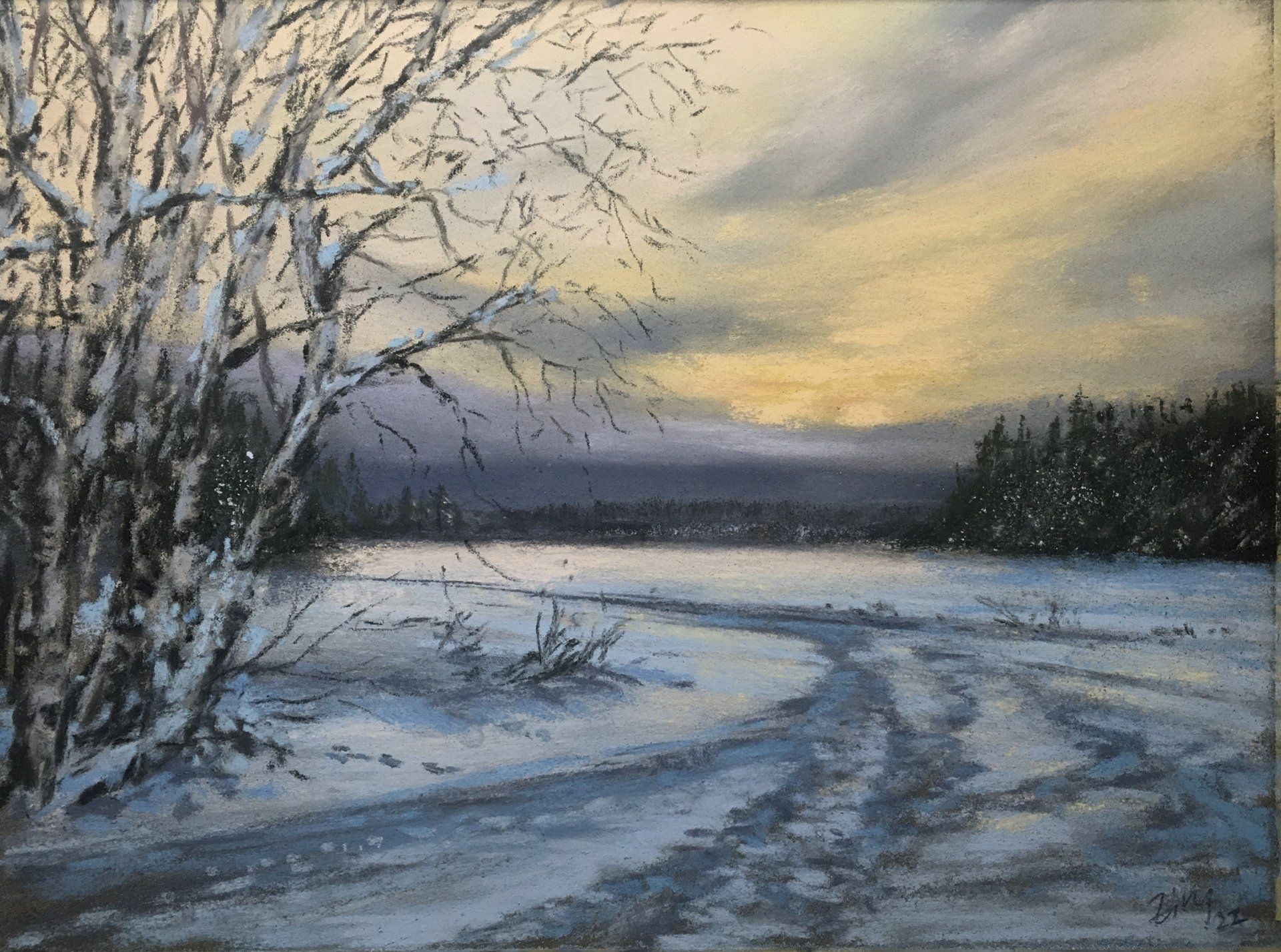Nach Sonnenuntergang - Pastell, 25x32cm (2022) Nach Sonnenuntergang - Pastell, 25x32cm (2022)