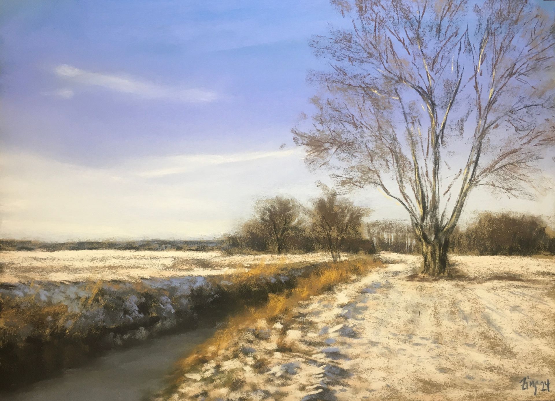 Wintersonne am Kanal - Pastell, 30x40cm (2023) Wintersonne am Kanal - Pastell, 30x40cm (2023)