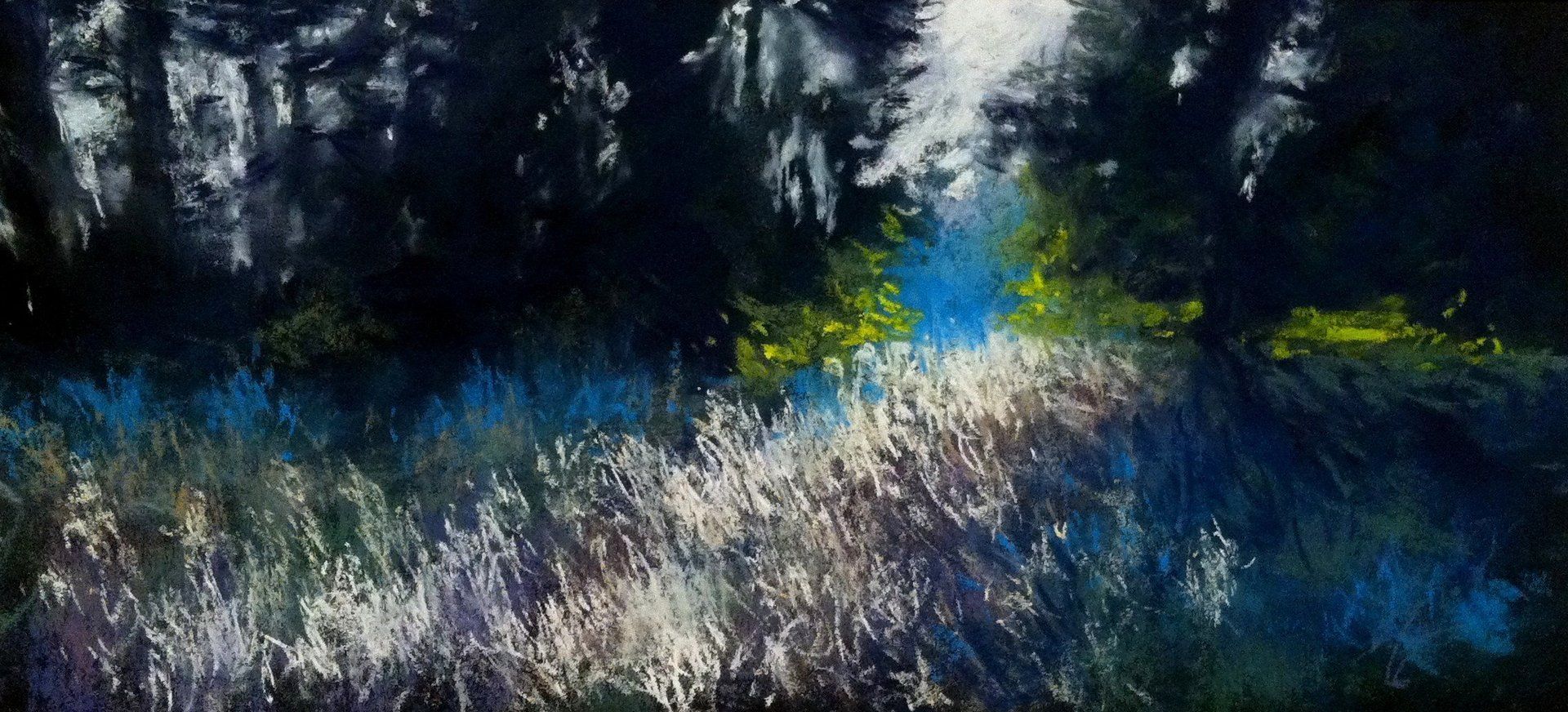 Sun behind a tree line - Pastell, 2015 (25 x 50 cm) Sun behind a tree line - Pastell, 2015 (25 x 50 cm)