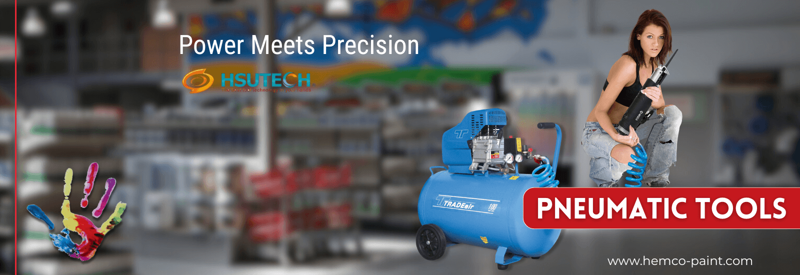 HSUTECH pneumatic tools including sanders, grinders, and polishers